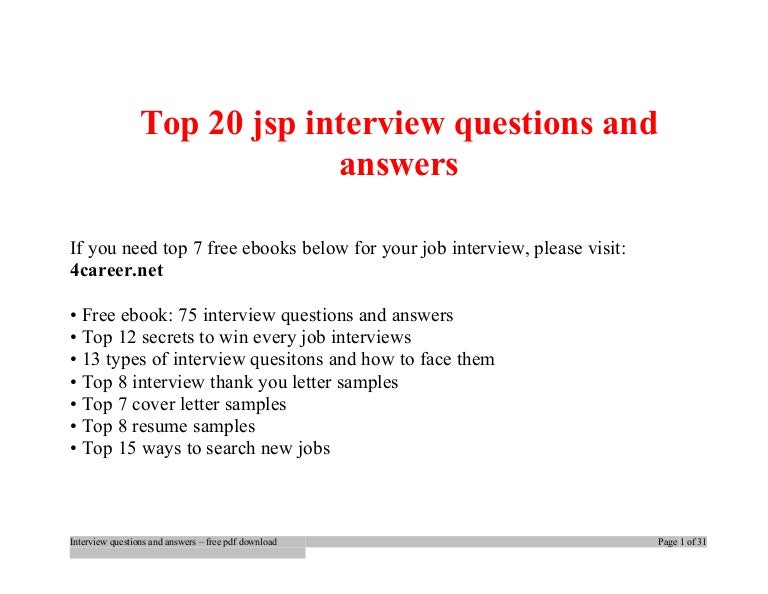 Jsp Interview Questions And Answers For Experienced Pdf